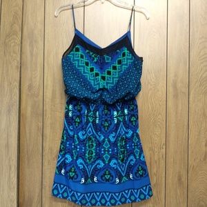 Express Blue Symmetrical Pattern Dress Size Small